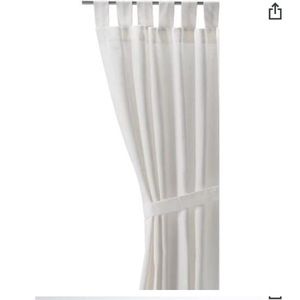 4 panels white ikea curtains with ties